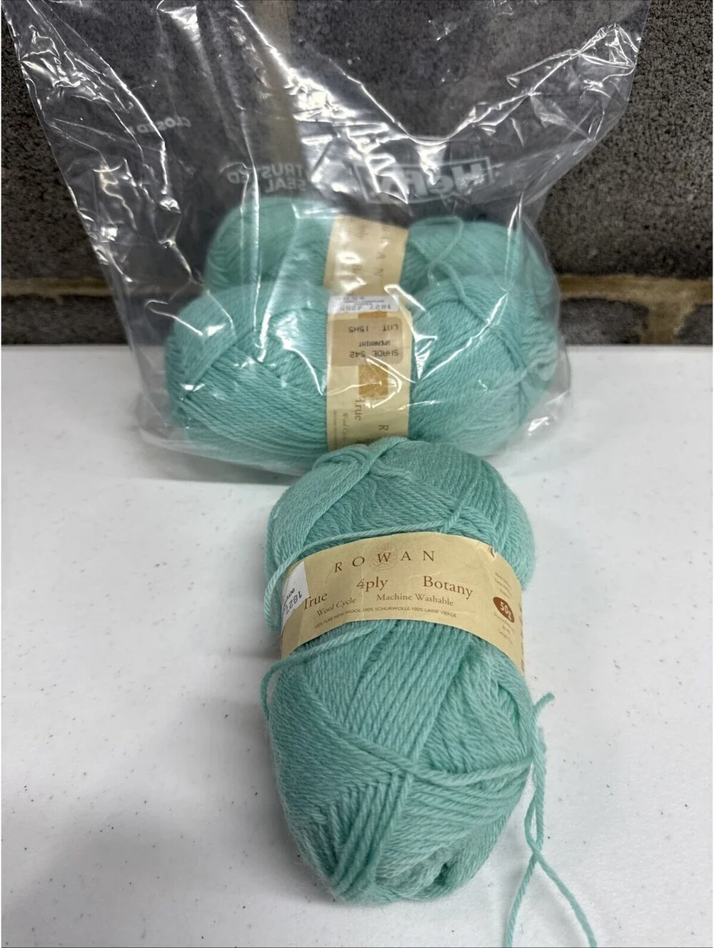 Rowan True 4-Ply Botany New Wool Yarn Shade Spearmint 3 Skein Lot